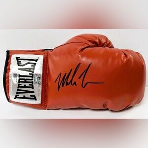 Mike Tyson signed autographed red Boxing Glove JSA cones with display Case